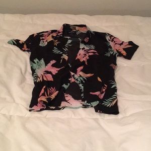 Hollister Black Floral Summer Shirt
